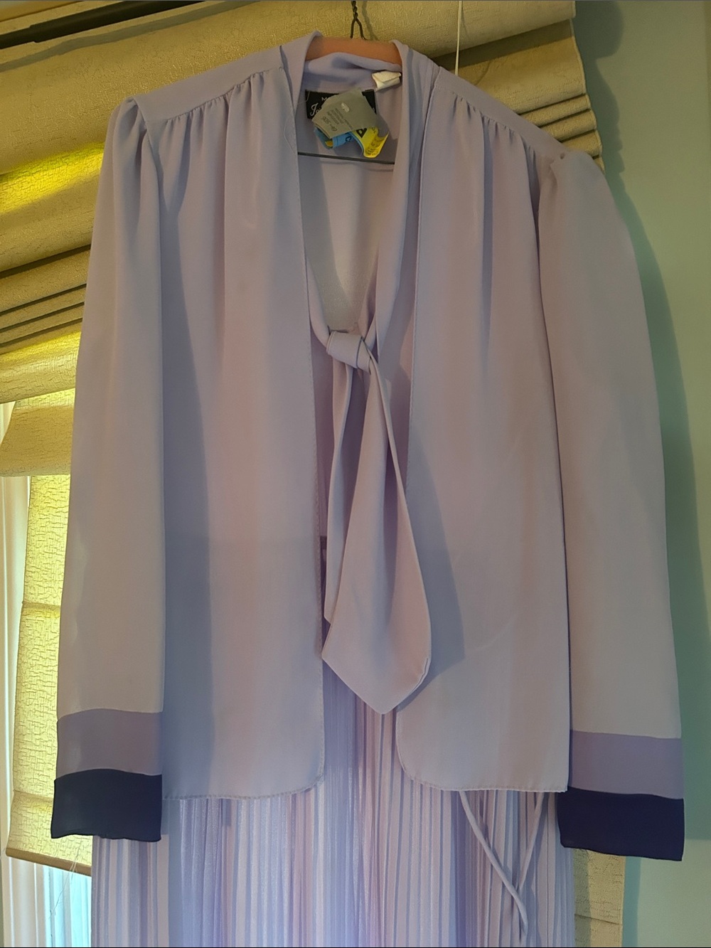 Tie-Neck Lavender Blouse Blazer
